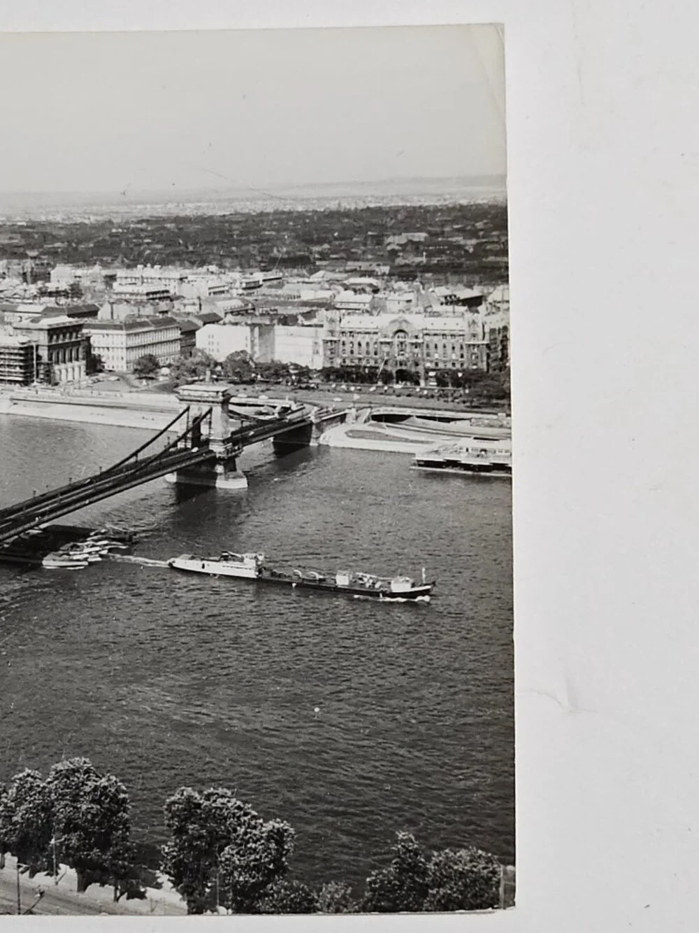 Széchenyi Chain Bridge spanning the Danube River in Budapest Hungary Postcard